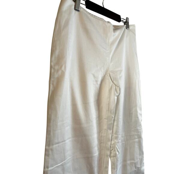 Lilly Pulitzer Wide Leg White Pants Cotton 6 30” Inseam Side Zip Back Pockets - Picture 3 of 9